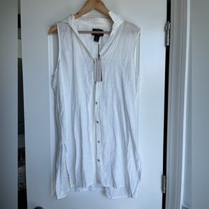 NWT Tahari long linen white top
